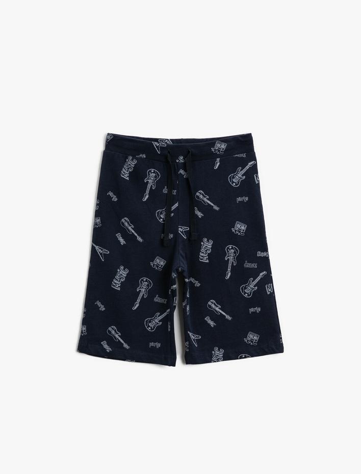 Erkek Çocuk Baskılı Şort Pamuklu Belden Bağlamalı