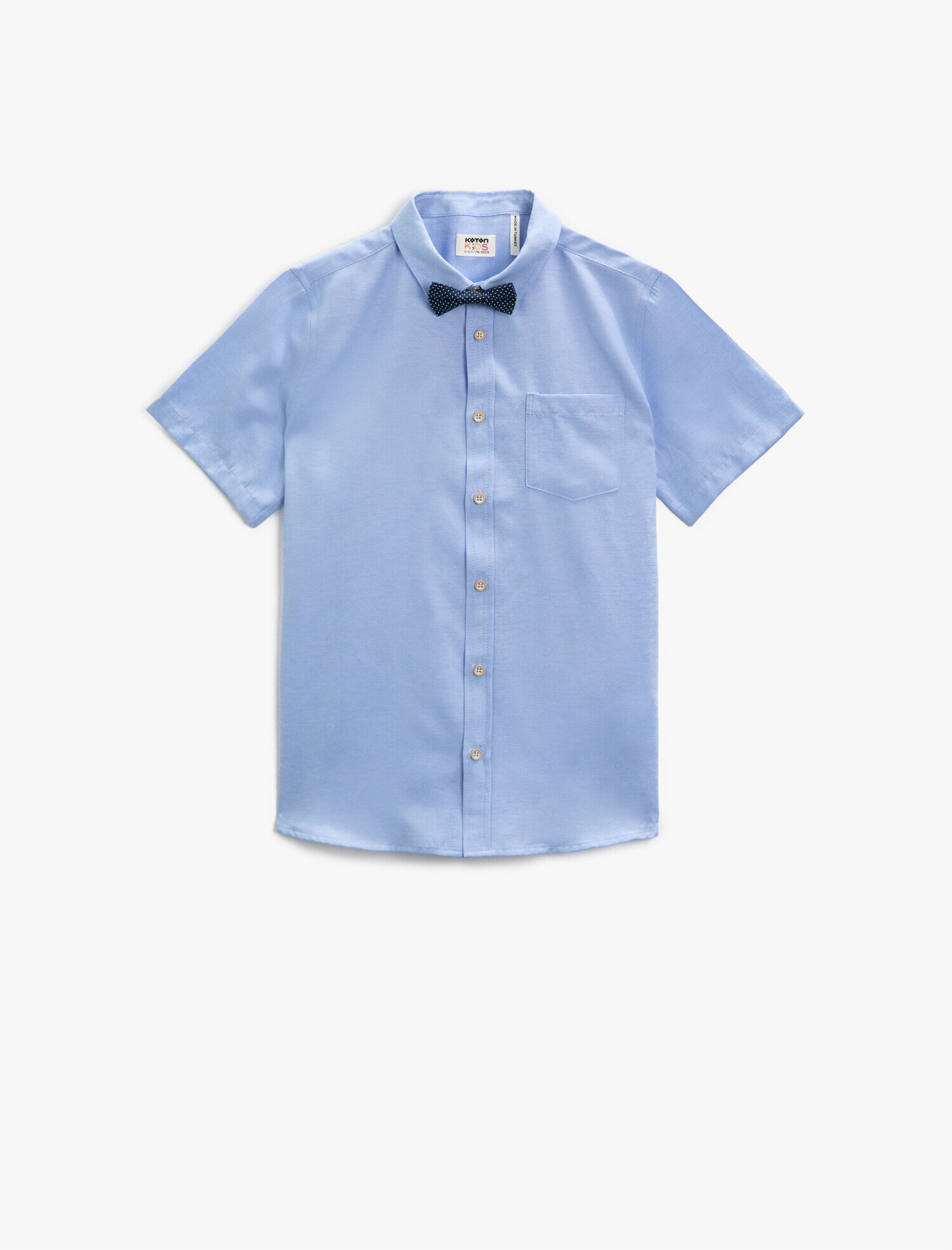  Erkek Çocuk Kısa Kollu Gömlek Klasik Yaka Pamuklu Papyonlu