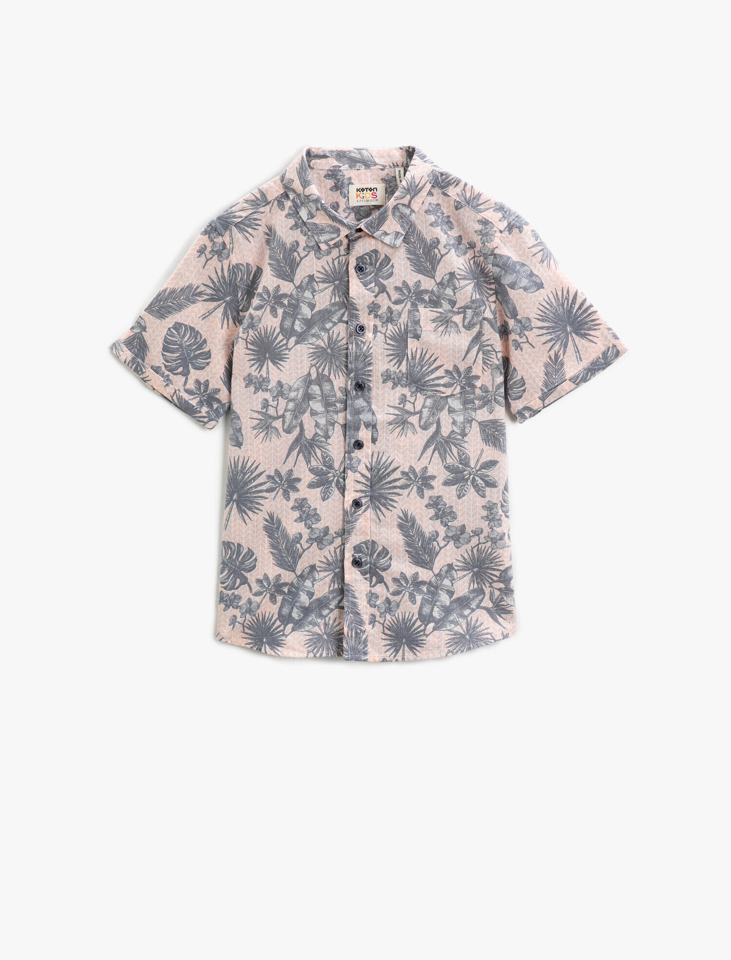  Erkek Çocuk Kısa Kollu Gömlek Baskılı Pamuklu