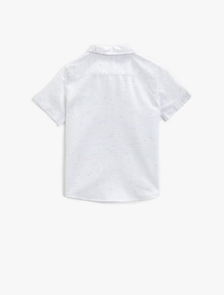  Erkek Çocuk Kısa Kollu Gömlek Klasik Yaka Pamuklu Papyonlu
