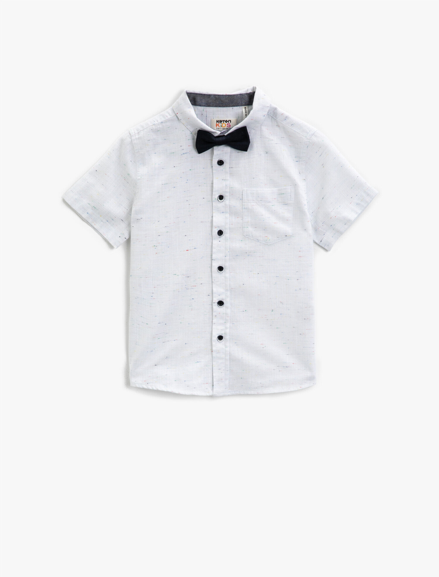  Erkek Çocuk Kısa Kollu Gömlek Klasik Yaka Pamuklu Papyonlu