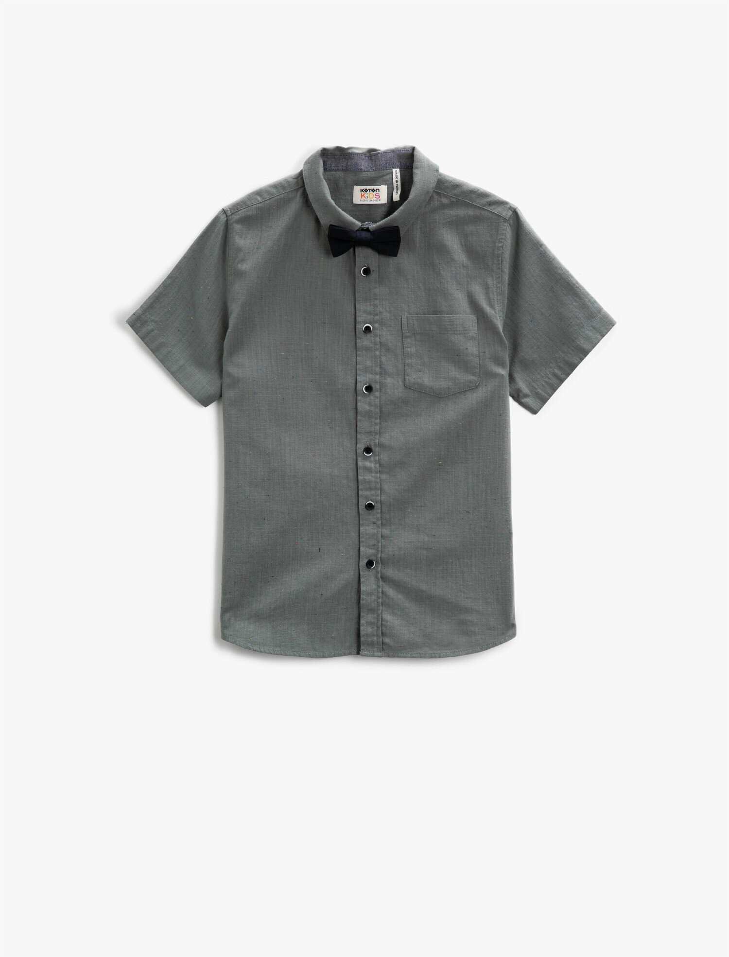  Erkek Çocuk Kısa Kollu Gömlek Klasik Yaka Pamuklu Papyonlu