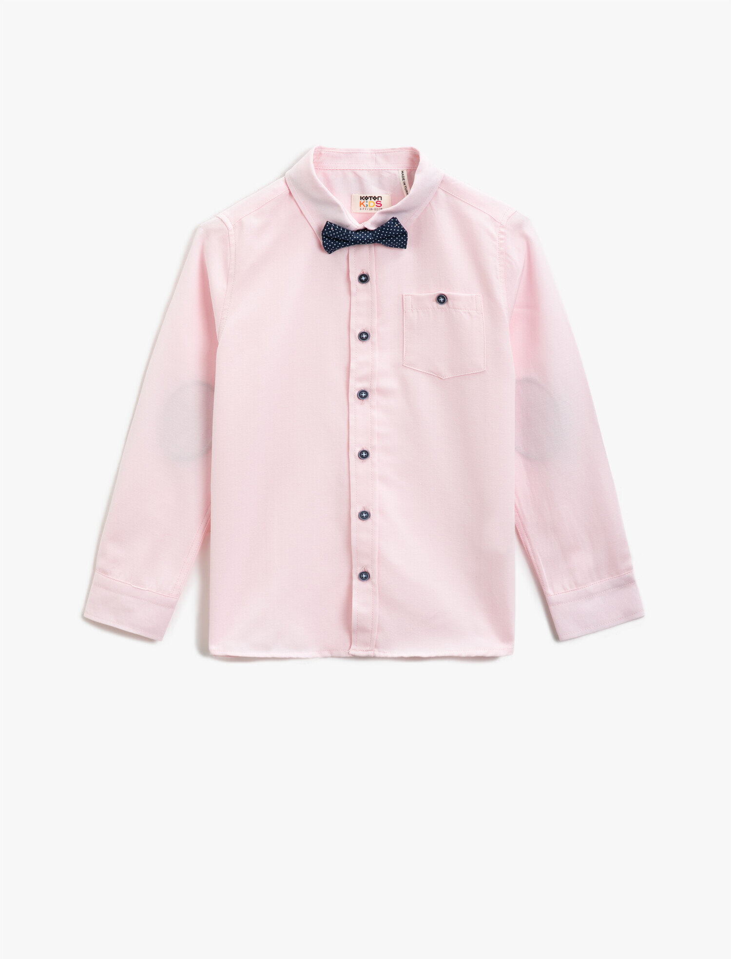  Erkek Çocuk Pamuklu Papyonlu Klasik Yaka Uzun Kollu Gömlek