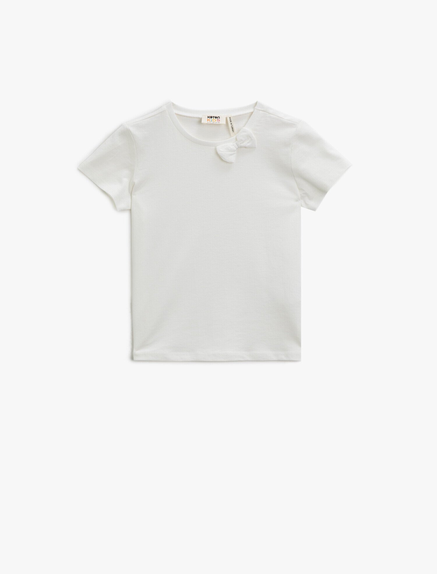  Kız Çocuk Fiyonklu Tişört Pamuklu Kısa Kollu