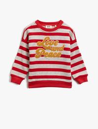 Çizgili Sweatshirt Pamuklu