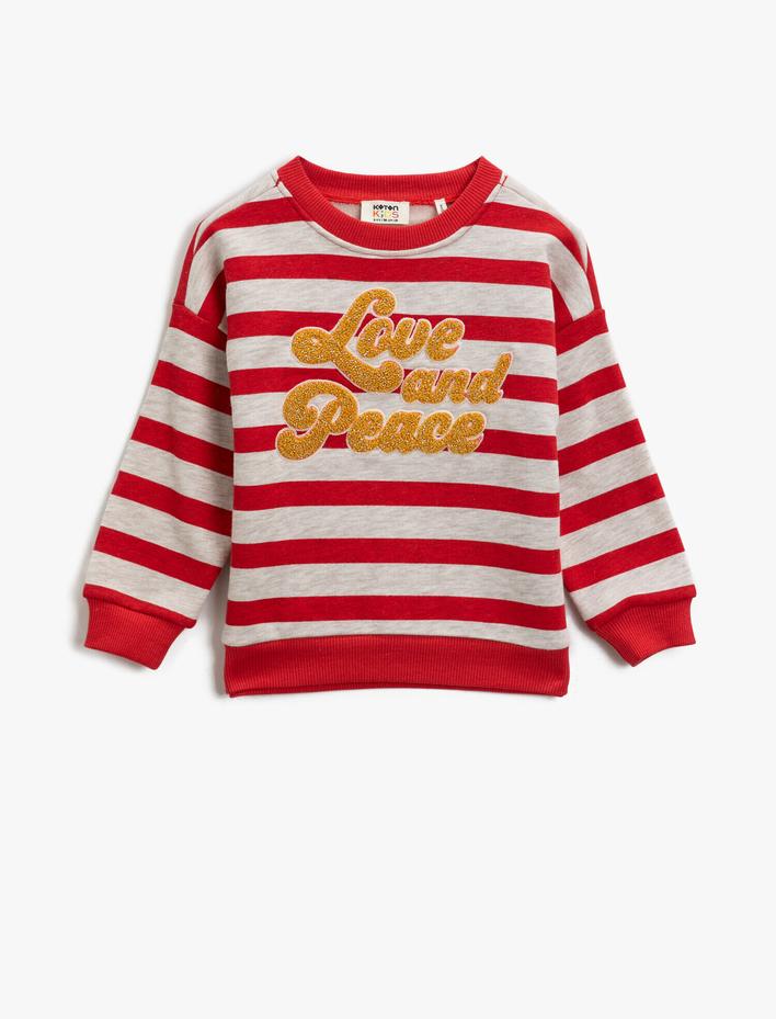 Kız Çocuk Çizgili Sweatshirt Pamuklu