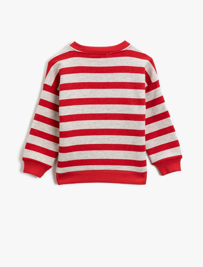 Kız Çocuk Çizgili Sweatshirt Pamuklu