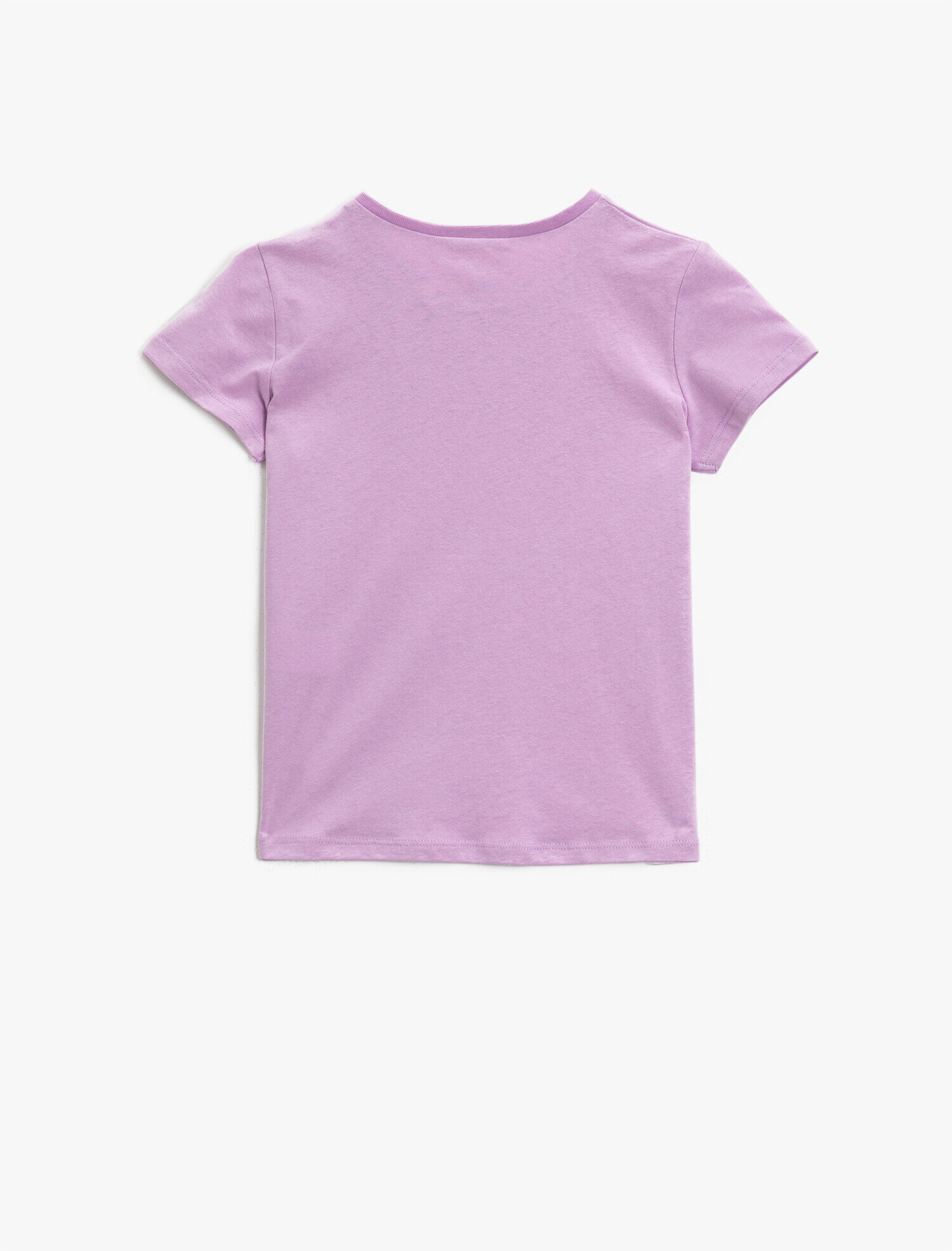  Kız Çocuk Basic Tişört Kısa Kollu Pamuklu Bisiklet Yaka