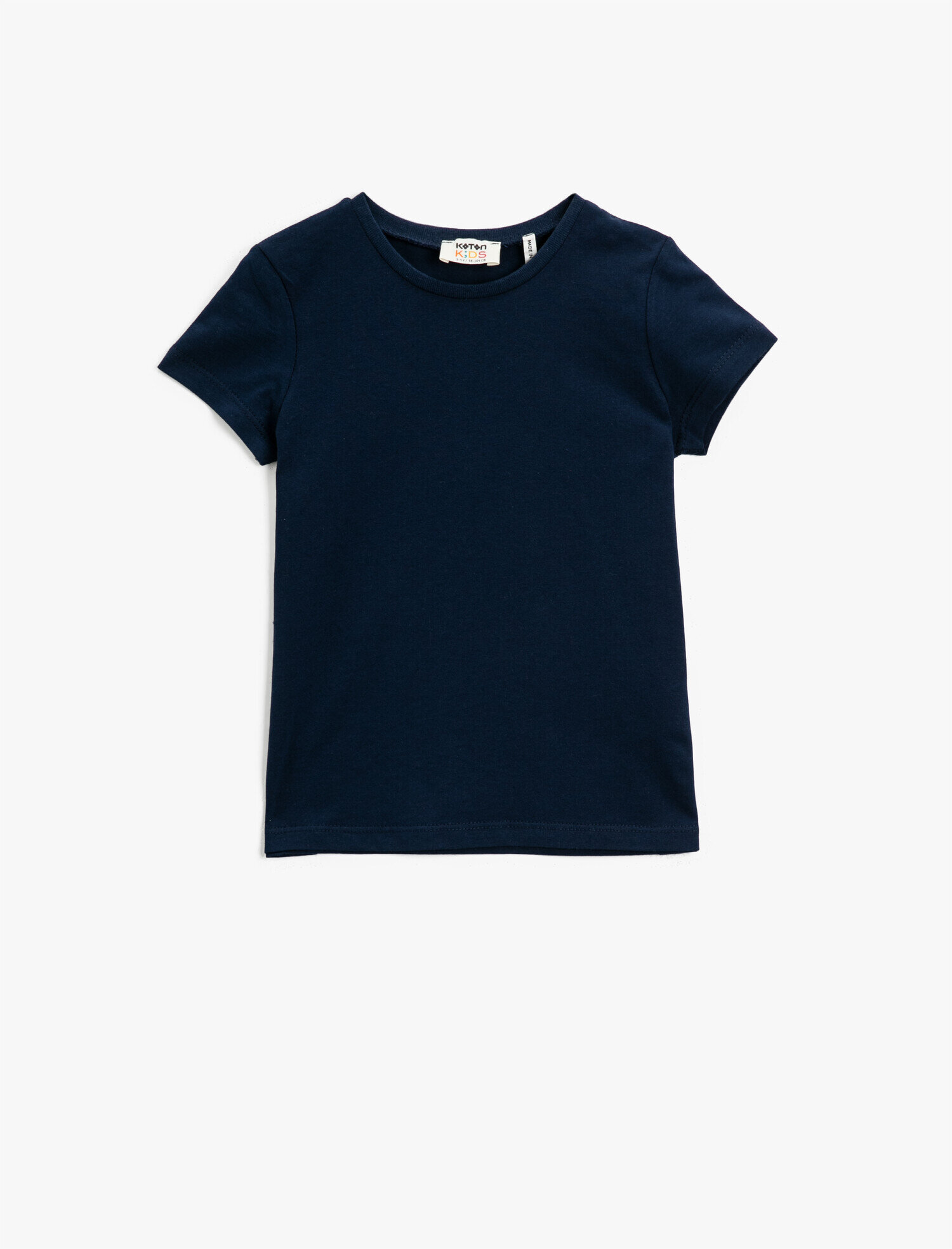  Kız Çocuk Basic Tişört Kısa Kollu Pamuklu Bisiklet Yaka