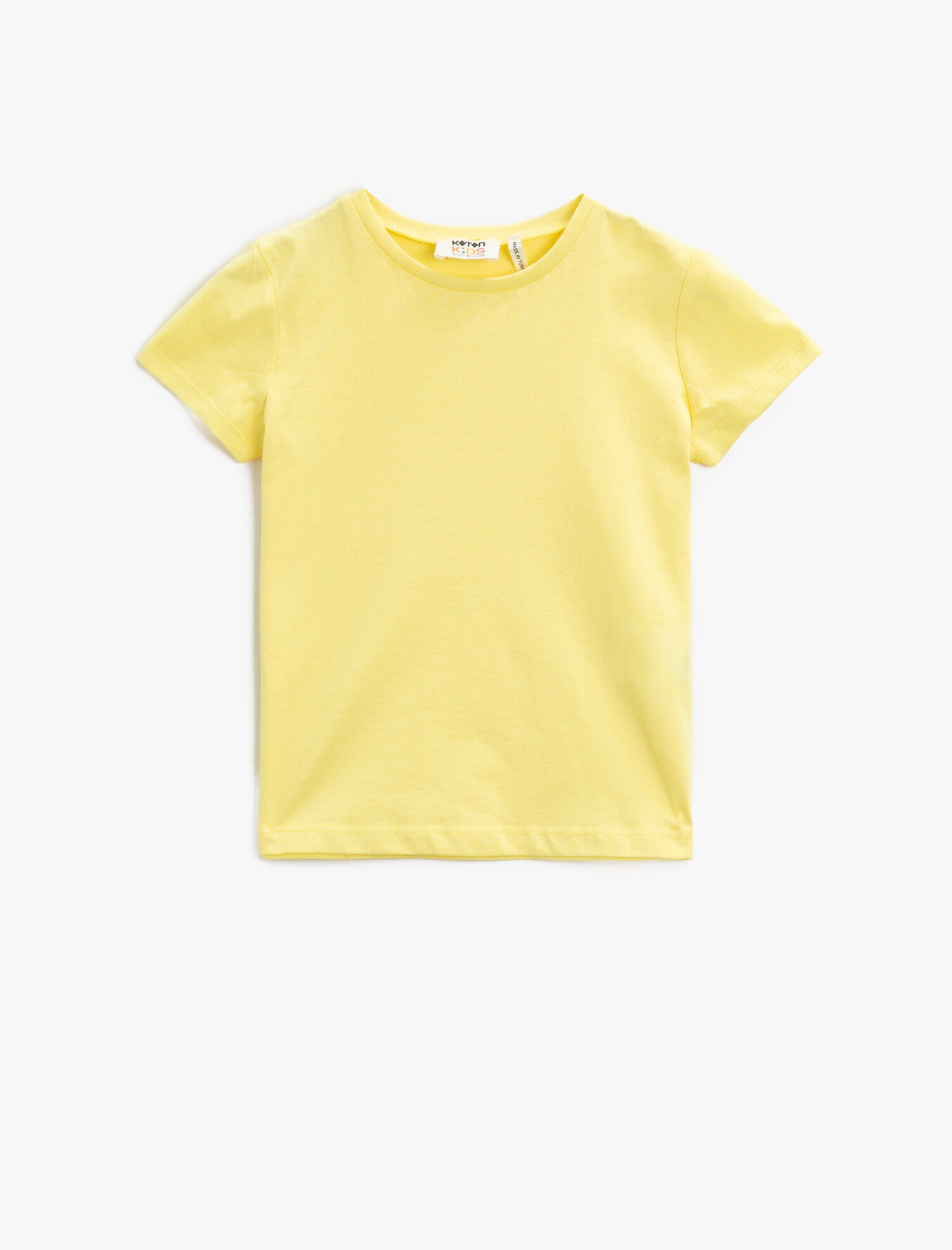  Kız Çocuk Basic Tişört Kısa Kollu Pamuklu Bisiklet Yaka