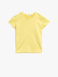 Basic Tişört Kısa Kollu Pamuklu Bisiklet Yaka