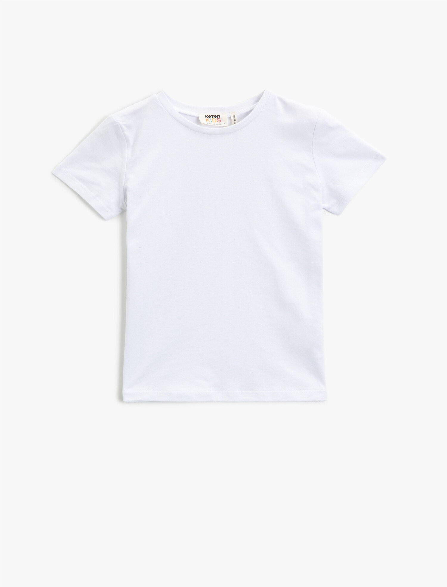  Kız Çocuk Basic Tişört Kısa Kollu Pamuklu Bisiklet Yaka