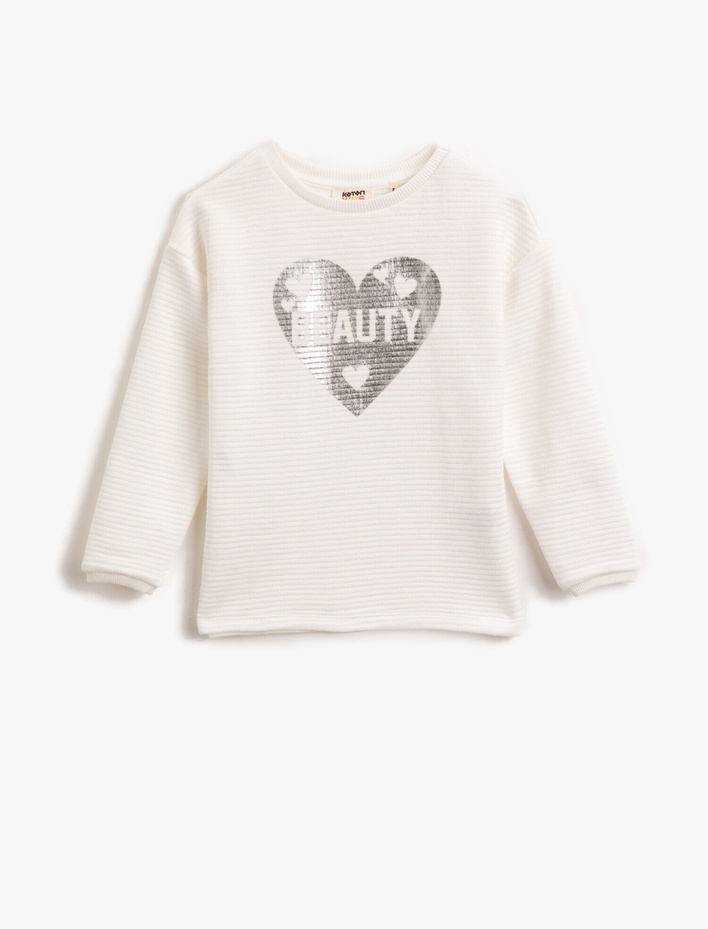 Kız Çocuk Bisiklet Yaka Uzun Kollu Baskılı Sweatshirt