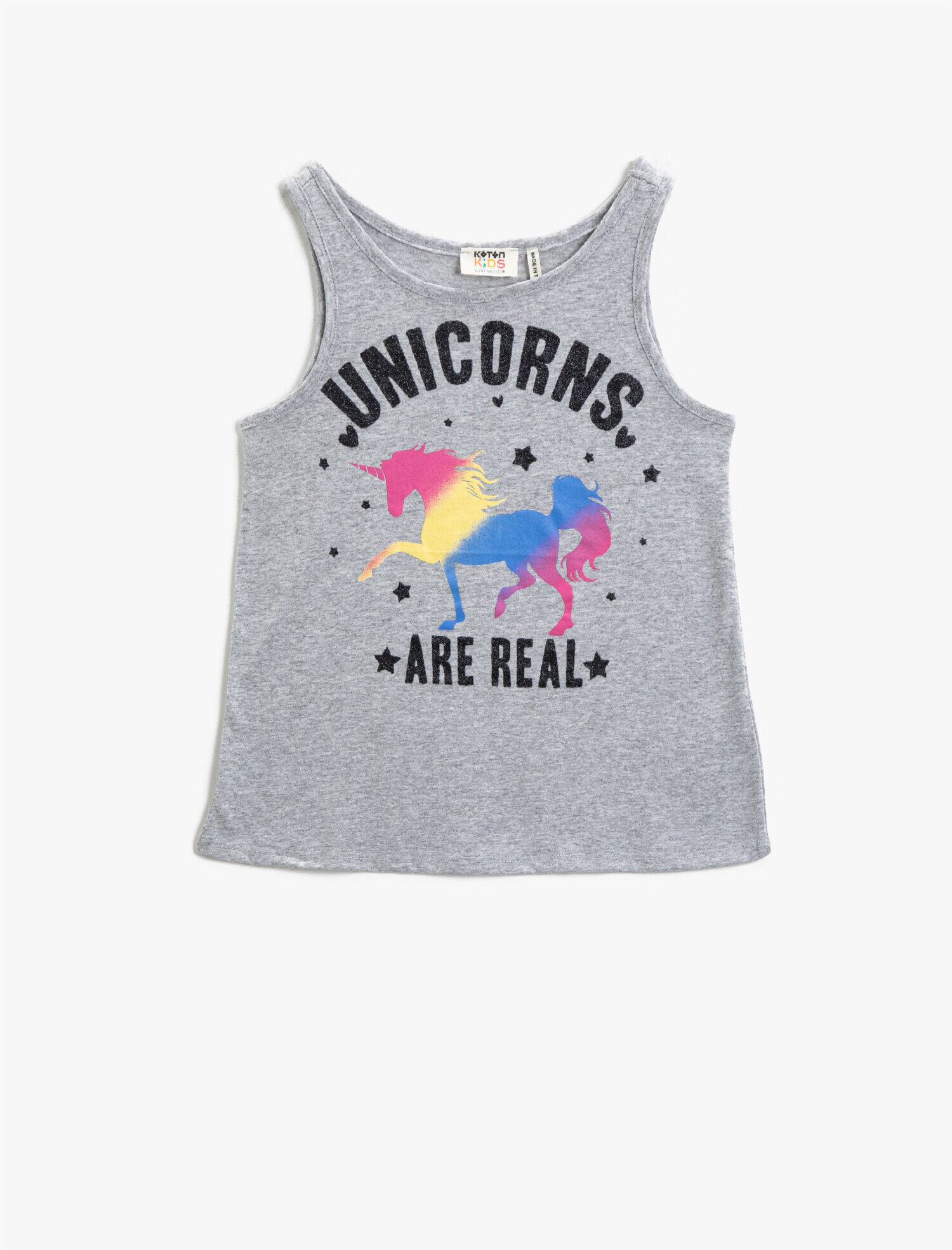  Kız Çocuk Sloganlı Atlet Unicorn Baskılı