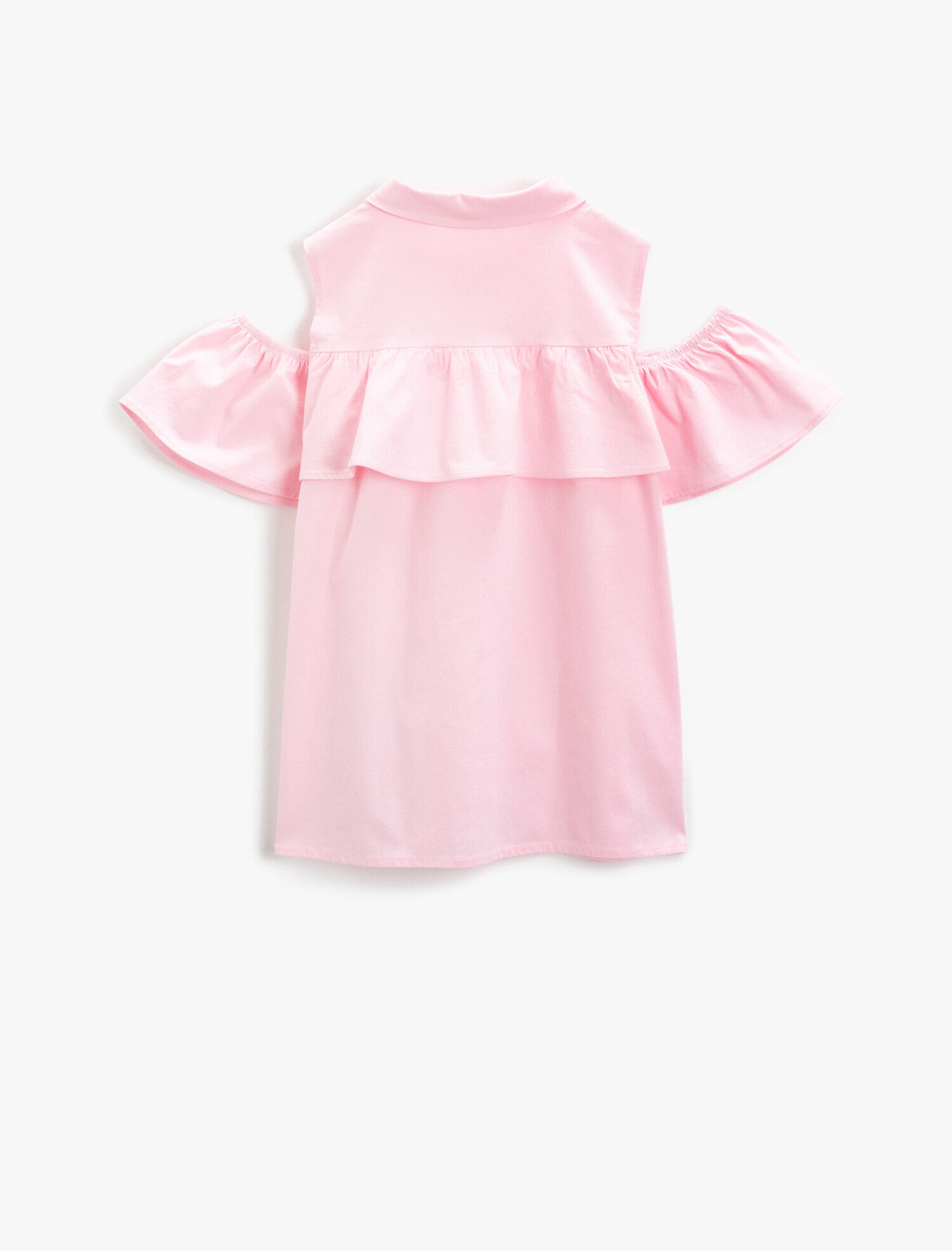  Kız Çocuk Fırfırlı Gömlek Omuz Açık Kısa Kollu