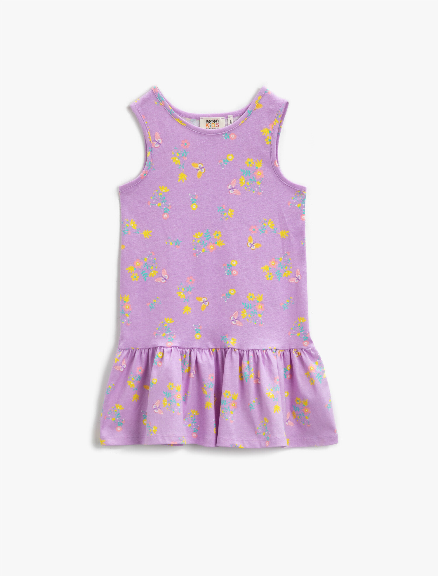  Kız Çocuk Çiçekli Yazlık Elbise Kolsuz Pamuklu