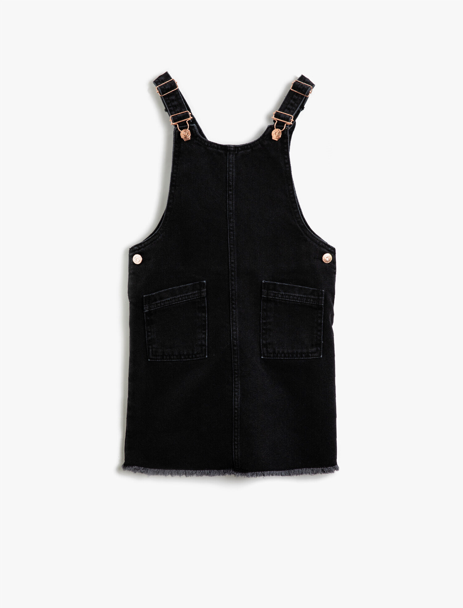  Kız Çocuk Cepli Jean Elbise Pamuklu Askılı