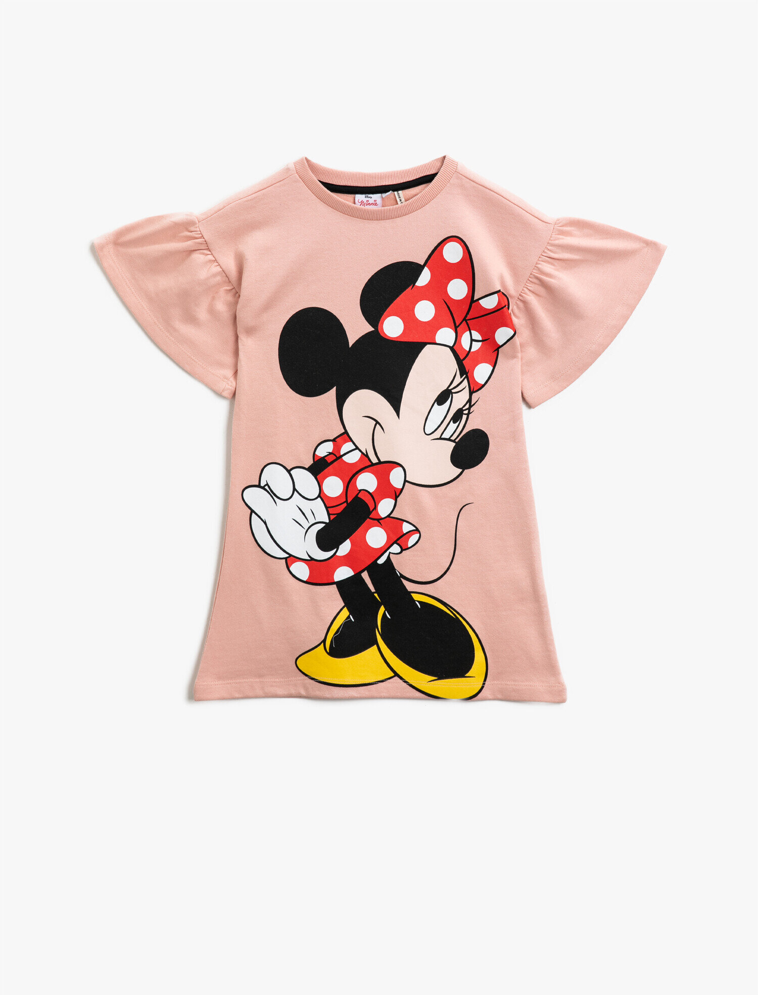 Kız Çocuk Minnie Mouse Lisanslı Baskılı Elbise Pamuklu Kısa Kollu
