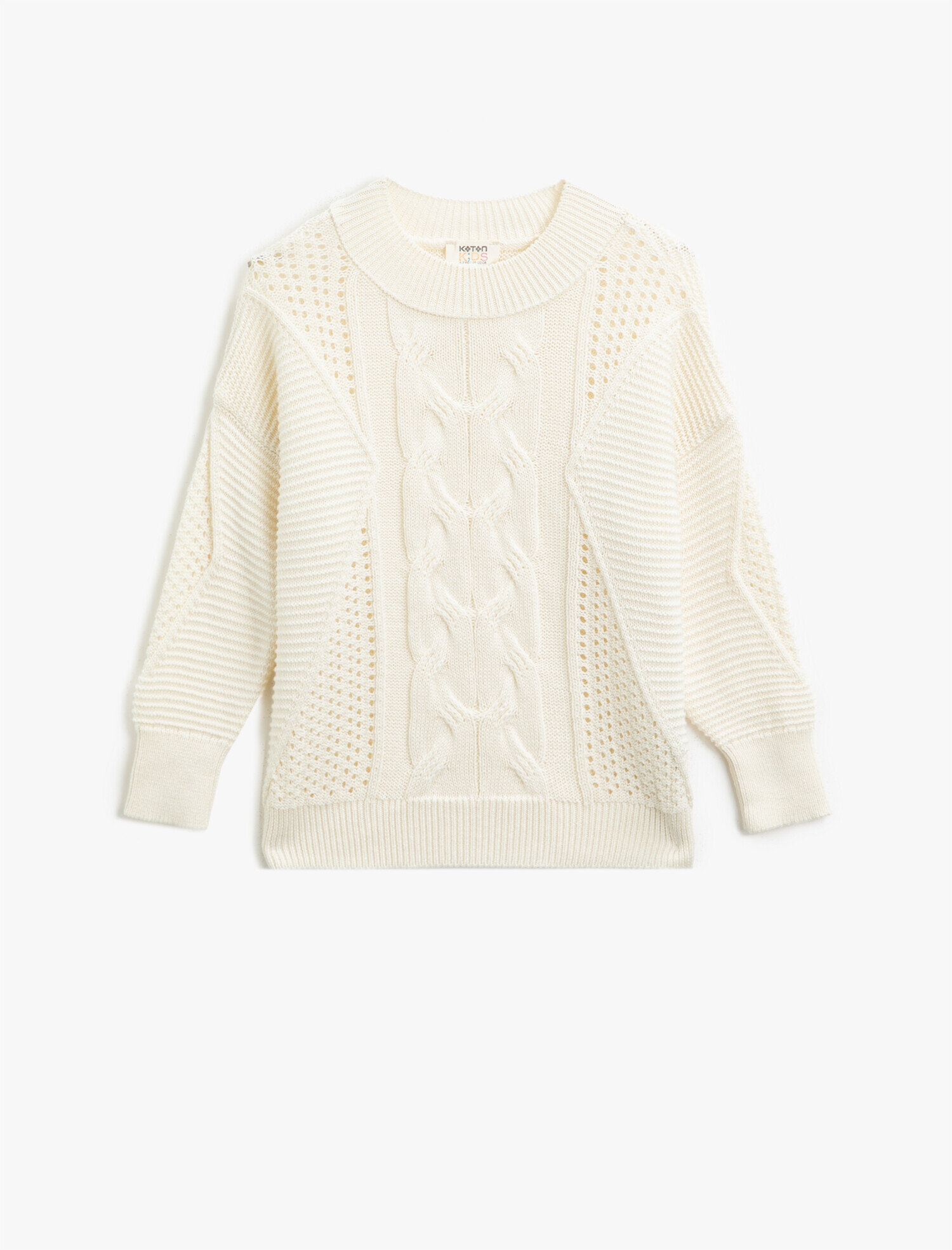  Kız Çocuk Pamuklu Bisiklet Yaka Uzun Kollu Kazak