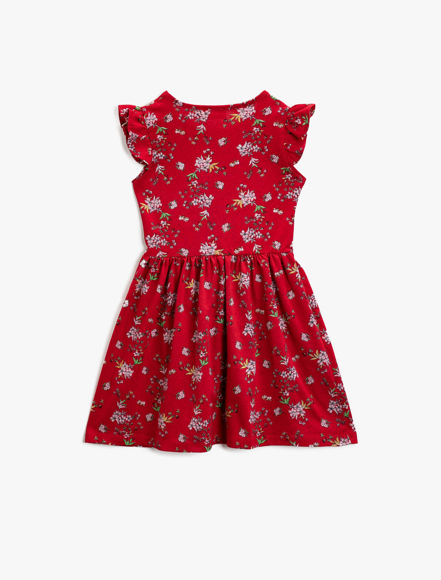  Kız Çocuk Çiçekli Yazlık Elbise Bisiklet Yaka Pamuklu A Kesim