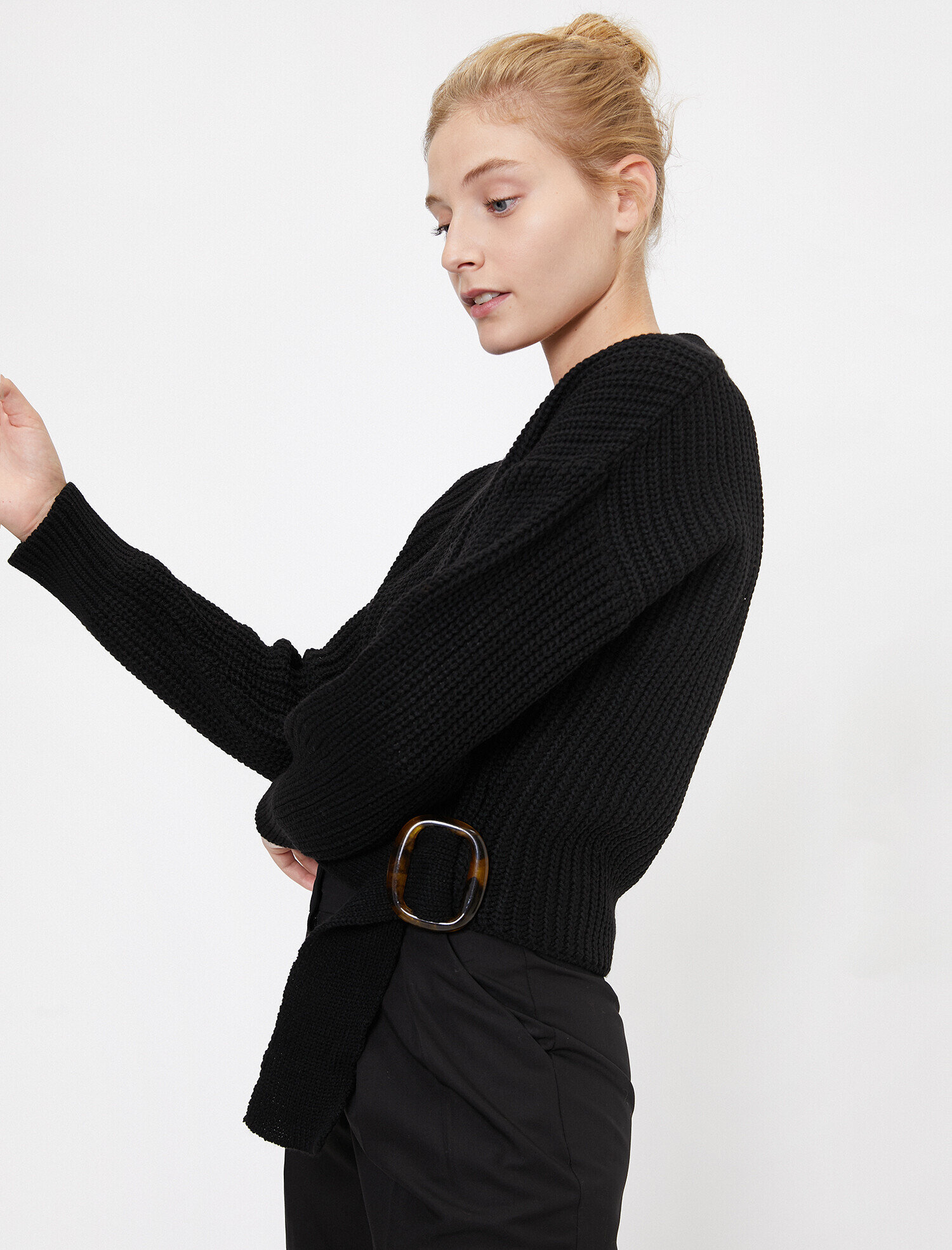   Beli Bağlamalı Triko Kazak