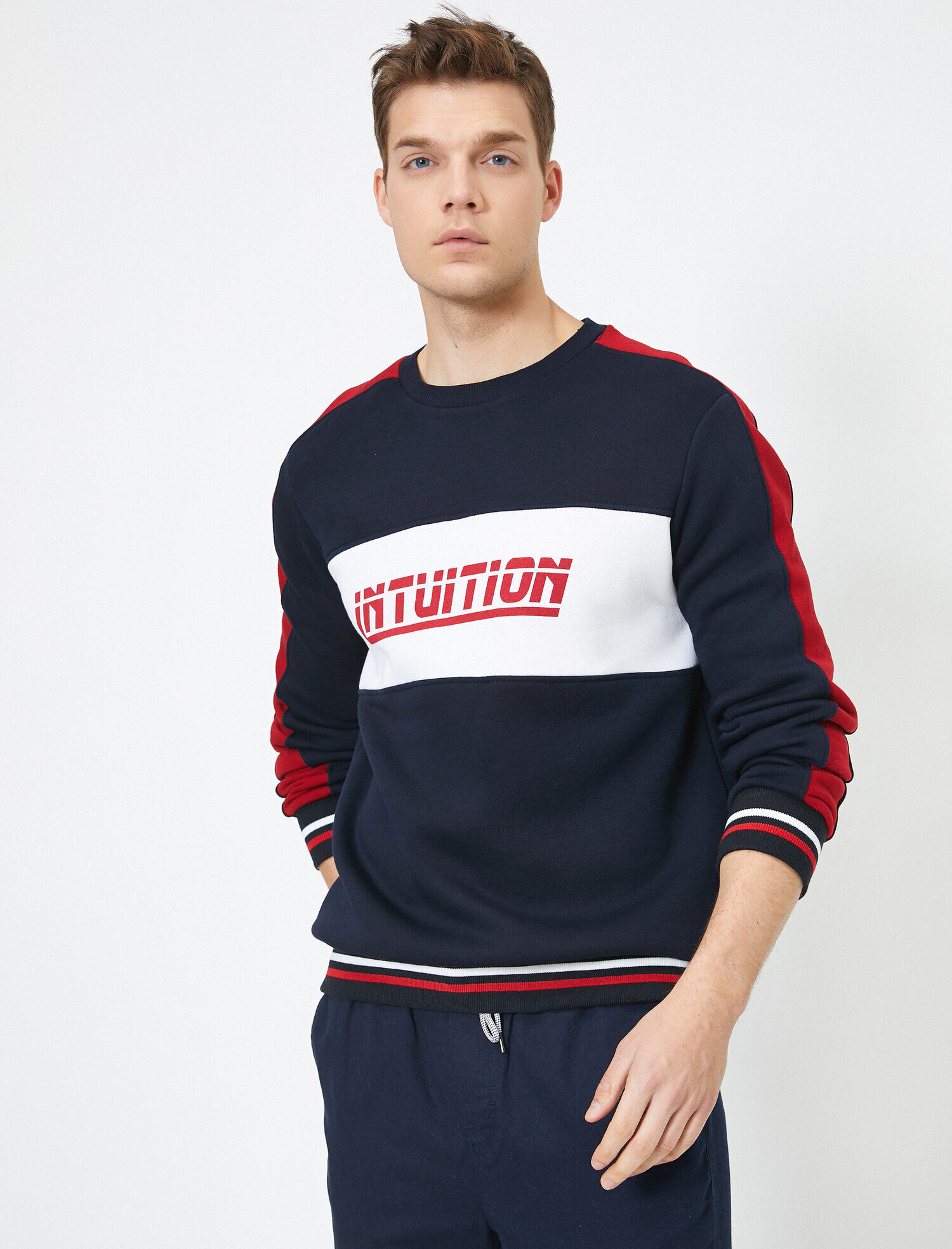   Bisiklet Yaka Uzun Kollu Baskılı Sweatshirt