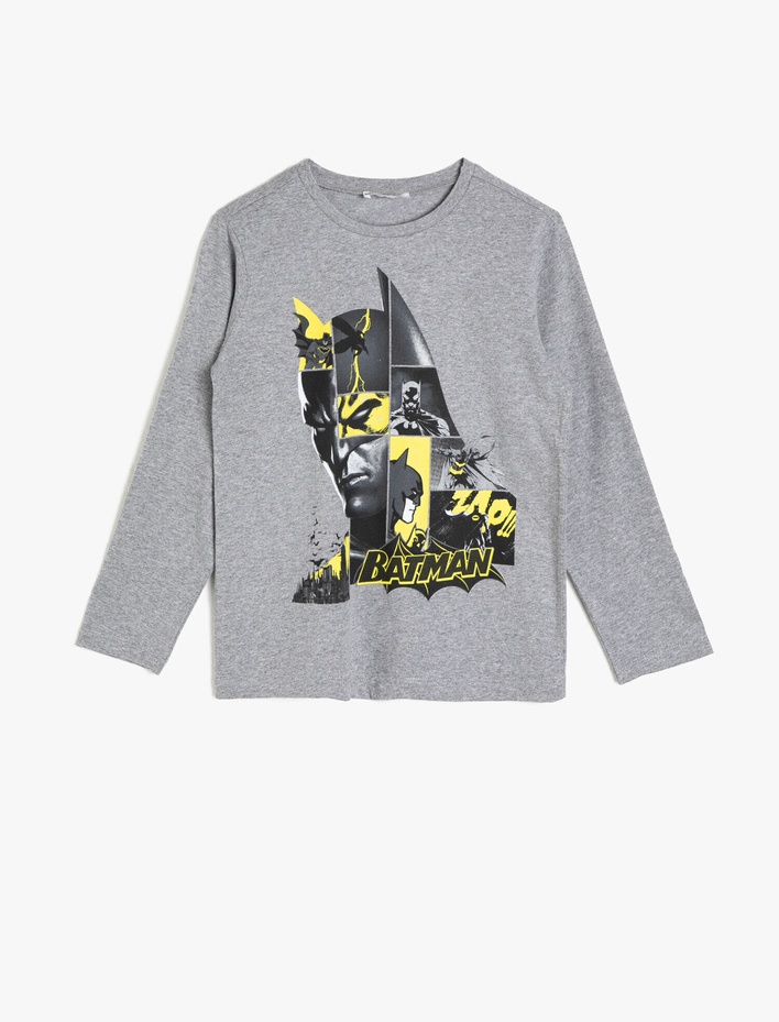 Erkek Çocuk Lisanslı Batman Baskılı Tişört Uzun Kollu