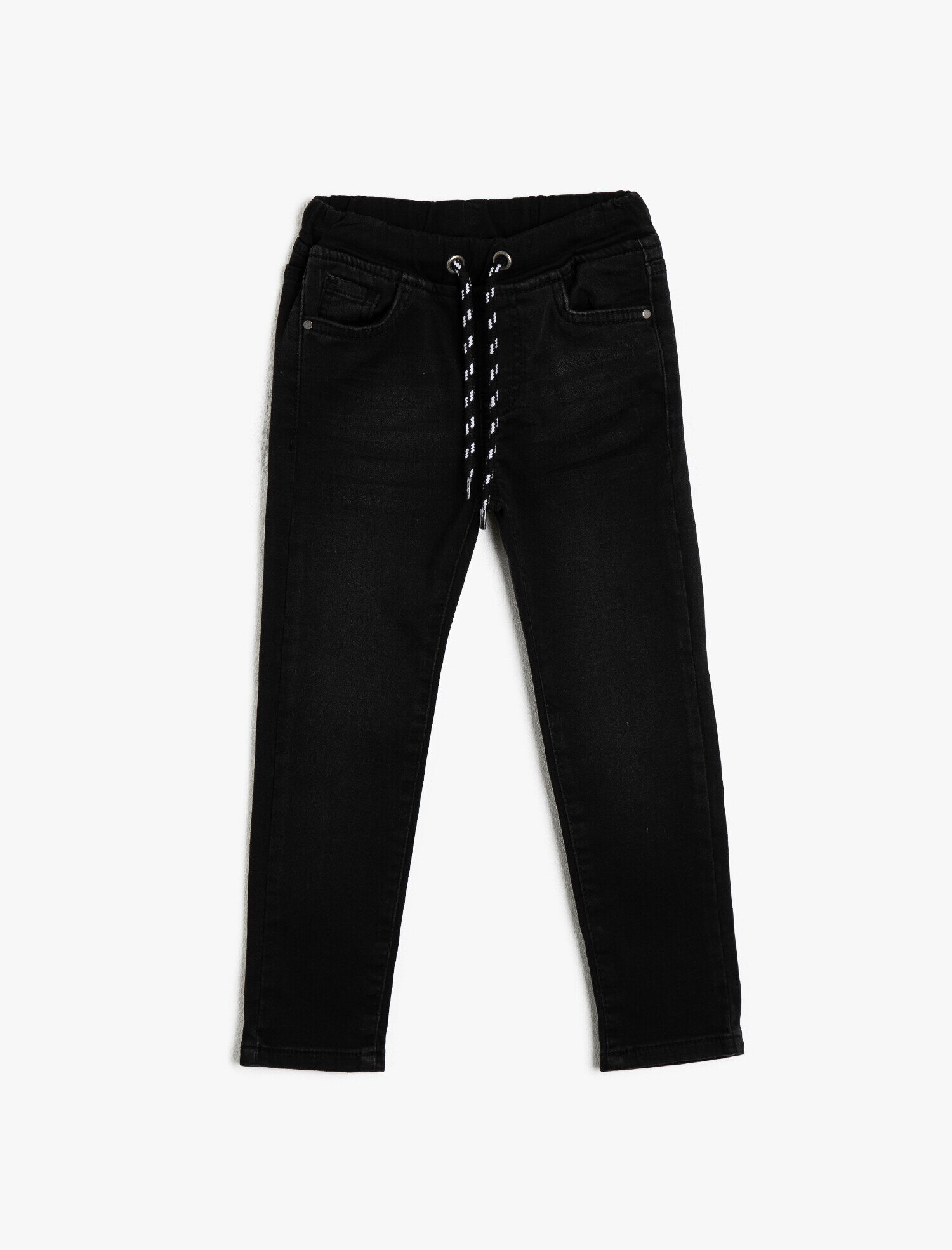  Erkek Çocuk Kot Pantolon Pamuklu Beli Bağlamalı - Straight Jean