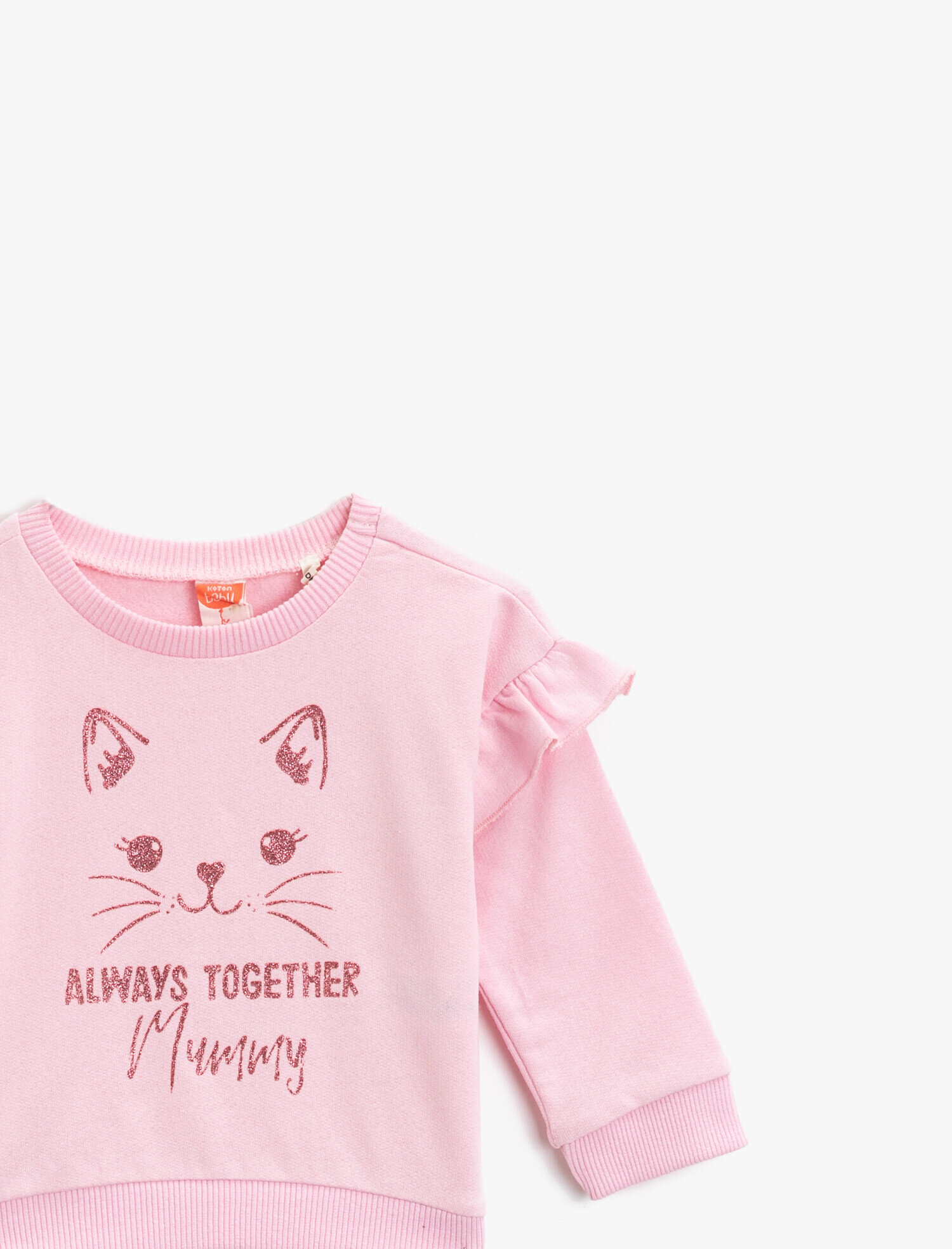  Kız Bebek Pamuklu Bisiklet Yaka Baskılı Sweatshirt