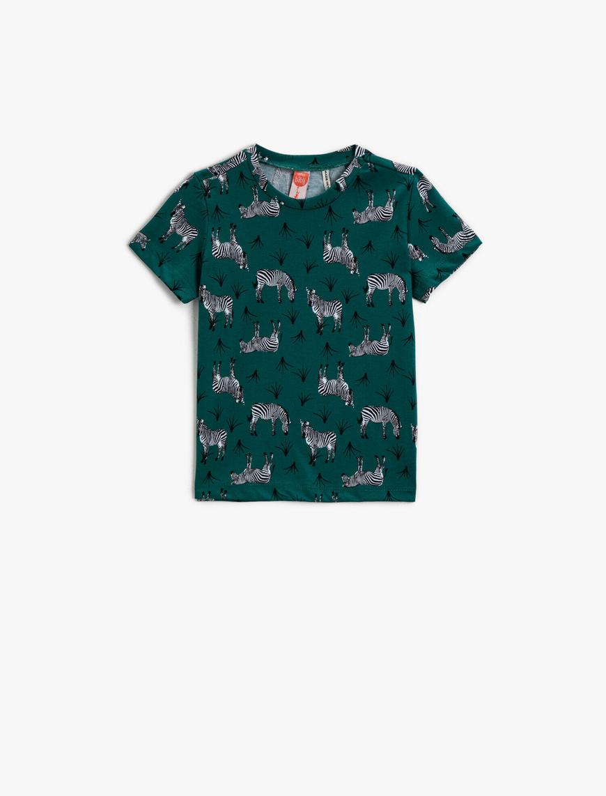  Erkek Bebek Zebra Desenli Tişört Pamuklu