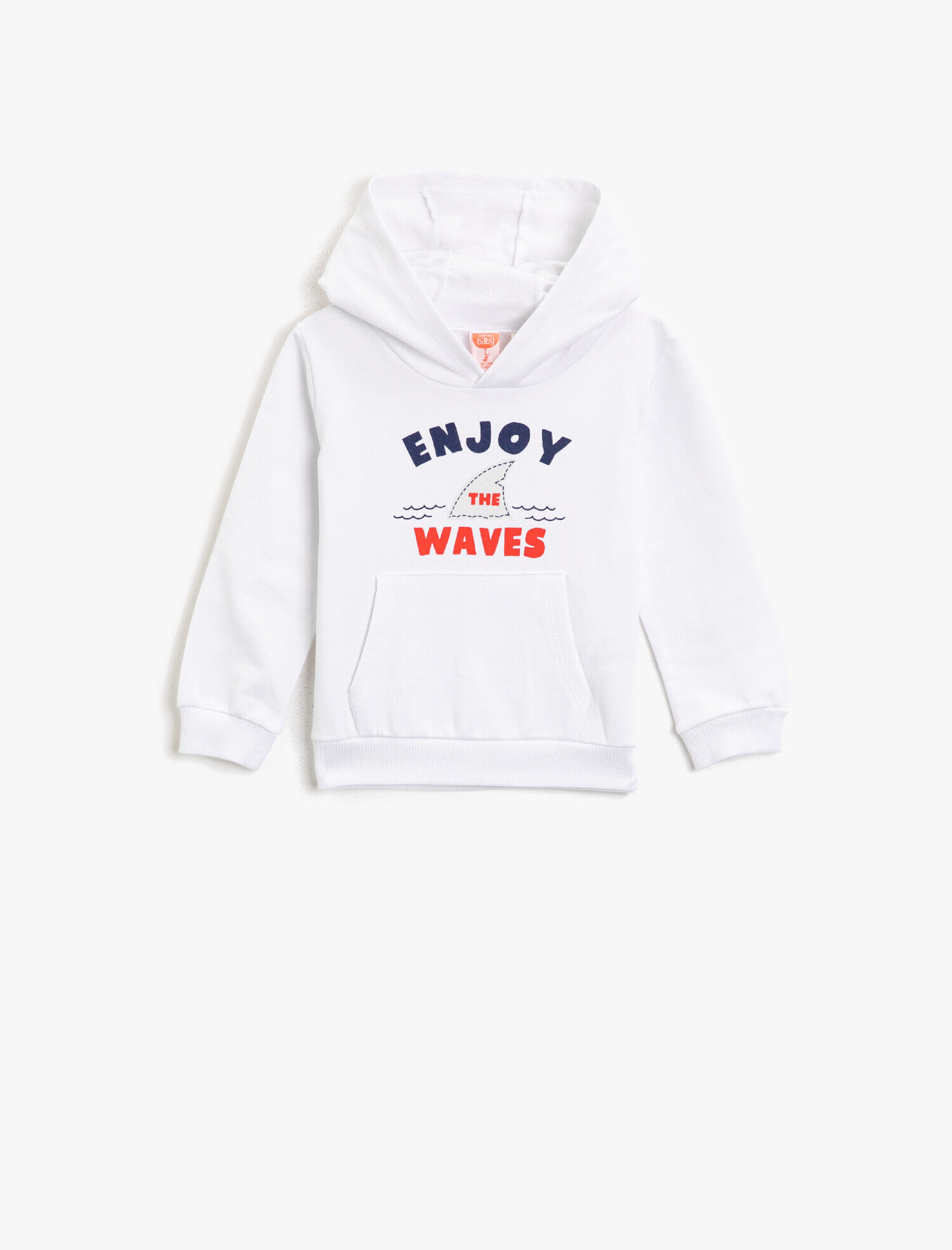  Erkek Bebek Yazılı Baskılı Kanguru Cepli Kapüşonlu Pamuklu Sweatshirt