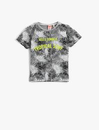 Baskılı Tişört Bisiklet Yaka Pamuklu