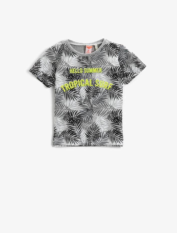 Erkek Bebek Baskılı Tişört Bisiklet Yaka Pamuklu