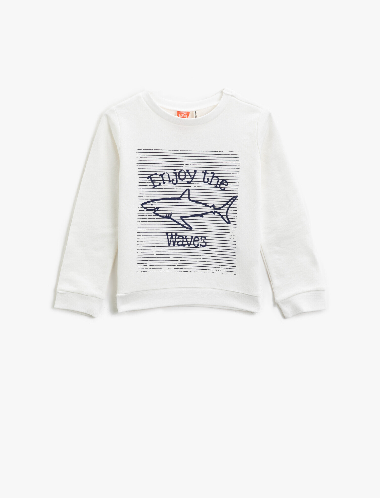  Erkek Bebek Pamuklu Baskılı Bisiklet Yaka Uzun Kollu Sweatshirt