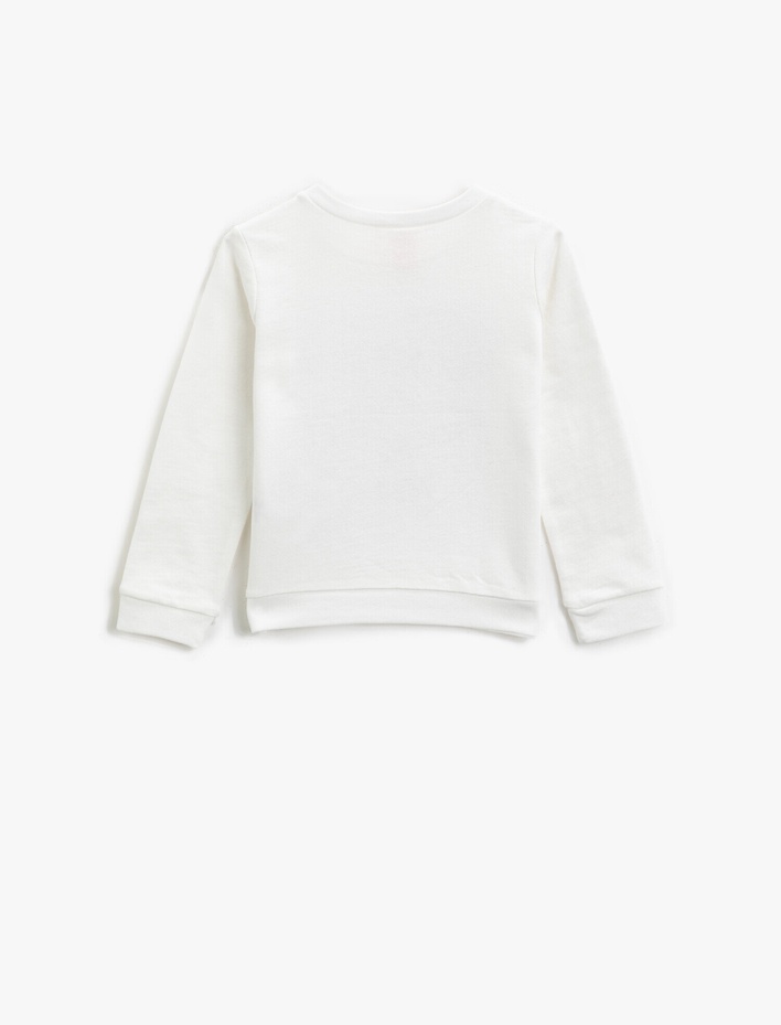 Erkek Bebek Pamuklu Baskılı Bisiklet Yaka Uzun Kollu Sweatshirt