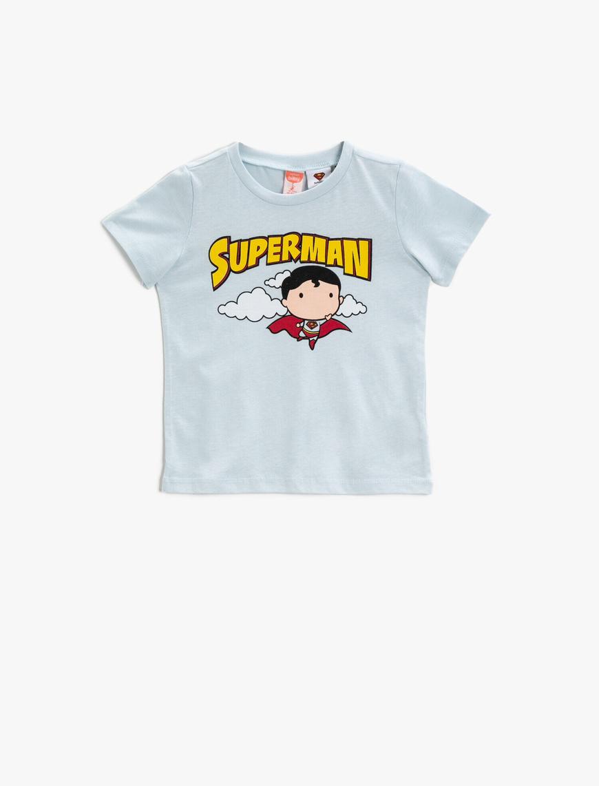  Erkek Bebek Superman Tişört Lisanslı Baskılı Pamuklu