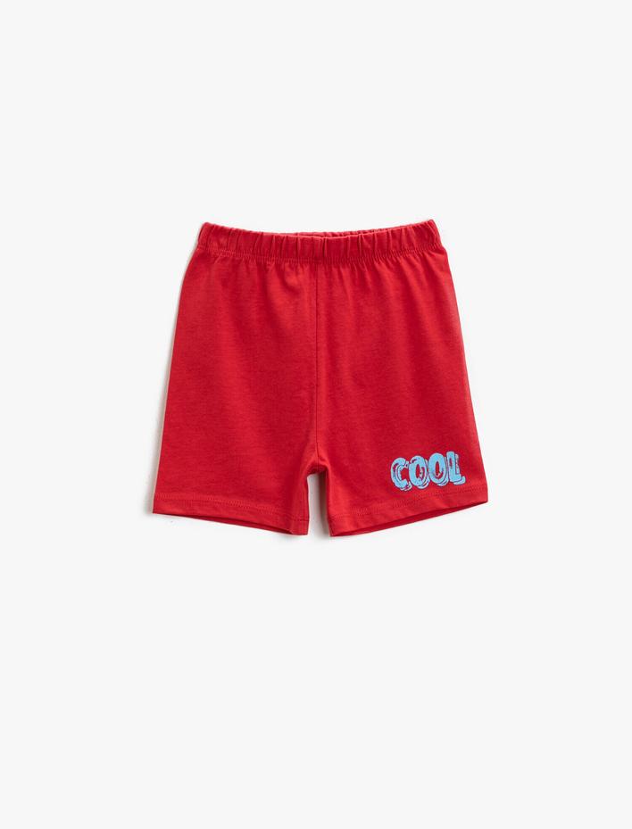 Erkek Bebek Yazı Baskılı Şort Pamuklu