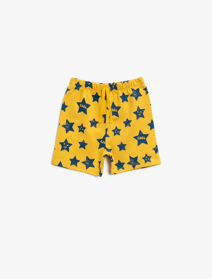 Erkek Bebek Baskılı Şort Pamuklu Beli Bağlamalı