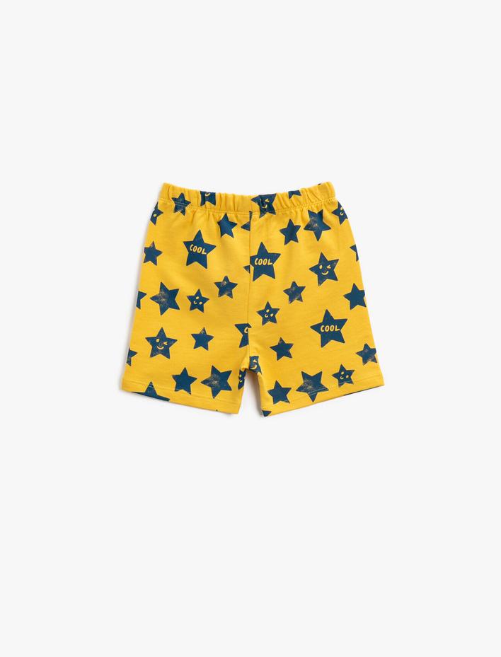 Erkek Bebek Baskılı Şort Pamuklu Beli Bağlamalı