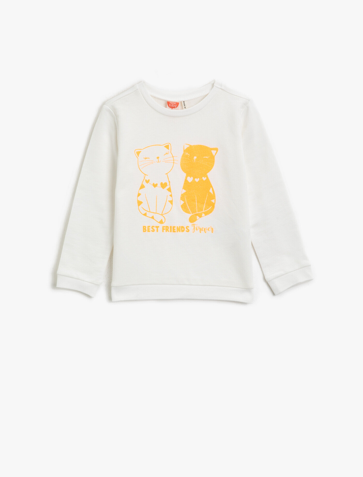  Kız Bebek Pamuklu Simli Baskılı Uzun Kollu Bisiklet Yaka Sweatshirt