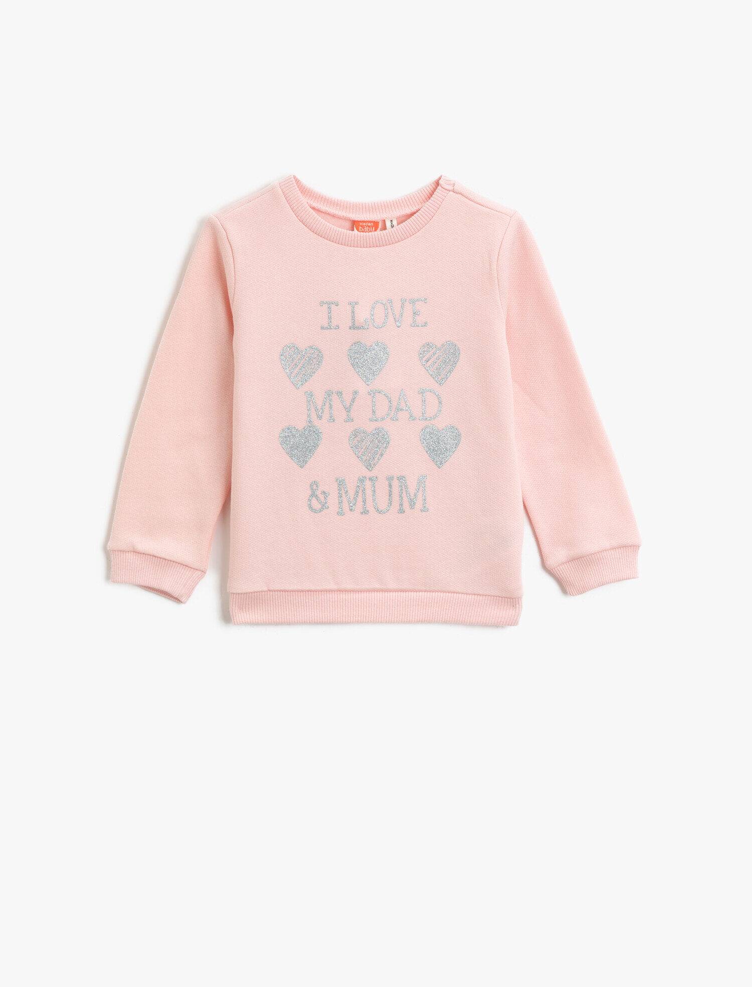  Kız Bebek Yazılı Baskılı Simli Pamuklu Bisiklet Yaka Uzun Kollu Sweatshirt