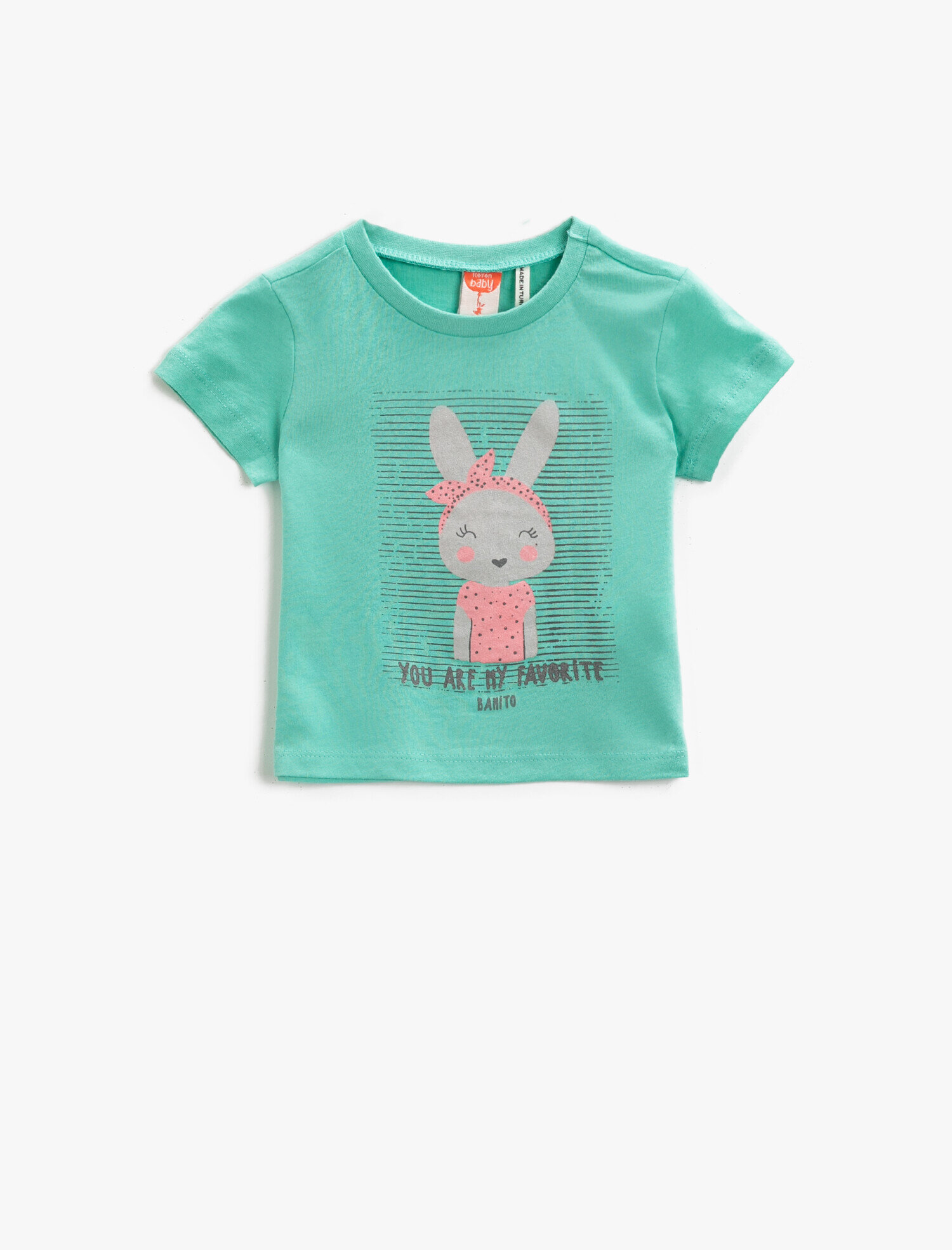  Kız Bebek Baskılı Tişört Kısa Kollu Pamuklu