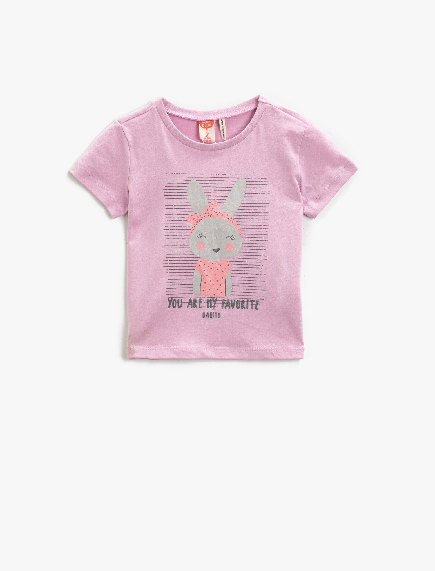  Kız Bebek Baskılı Tişört Kısa Kollu Pamuklu