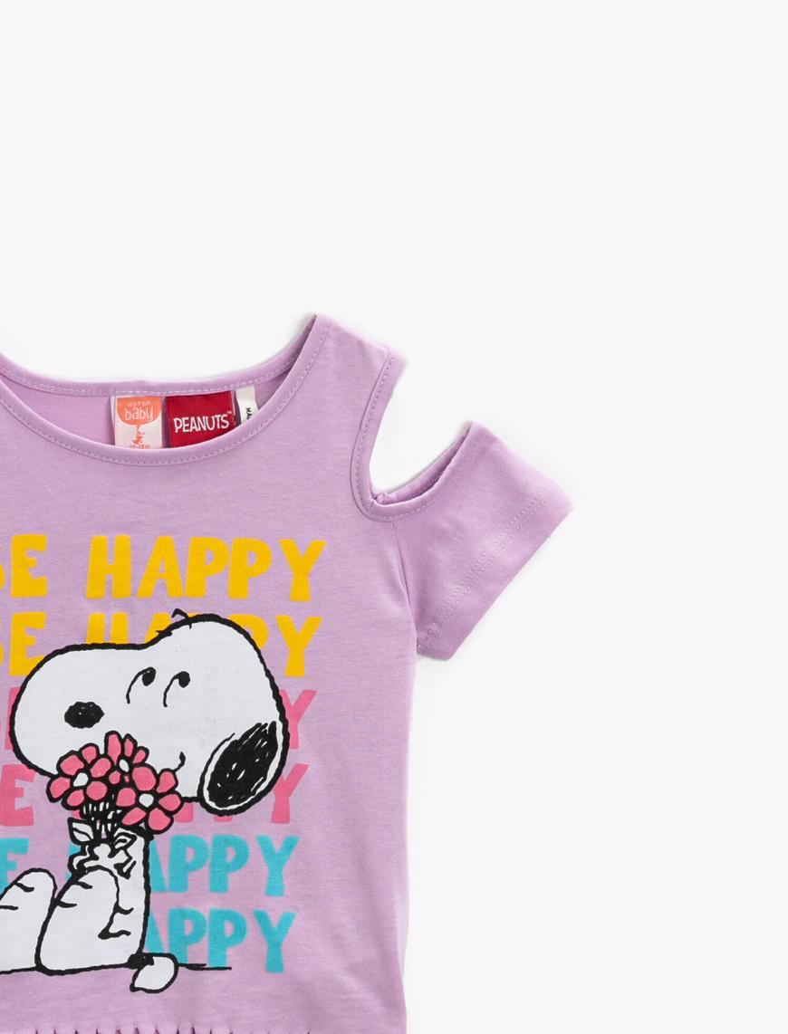  Kız Bebek Snoopy Tişört Lisanslı Baskılı Püsküllü Pamuklu