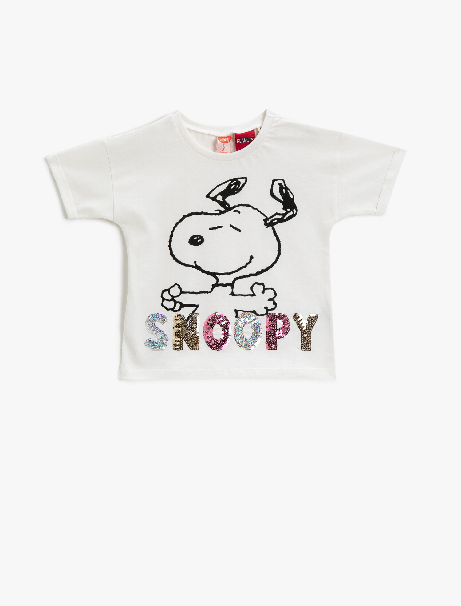 Kız Bebek Snoopy Tişört Lisanslı Pullu Pamuklu