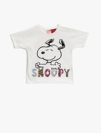 Snoopy Tişört Lisanslı Pullu Pamuklu