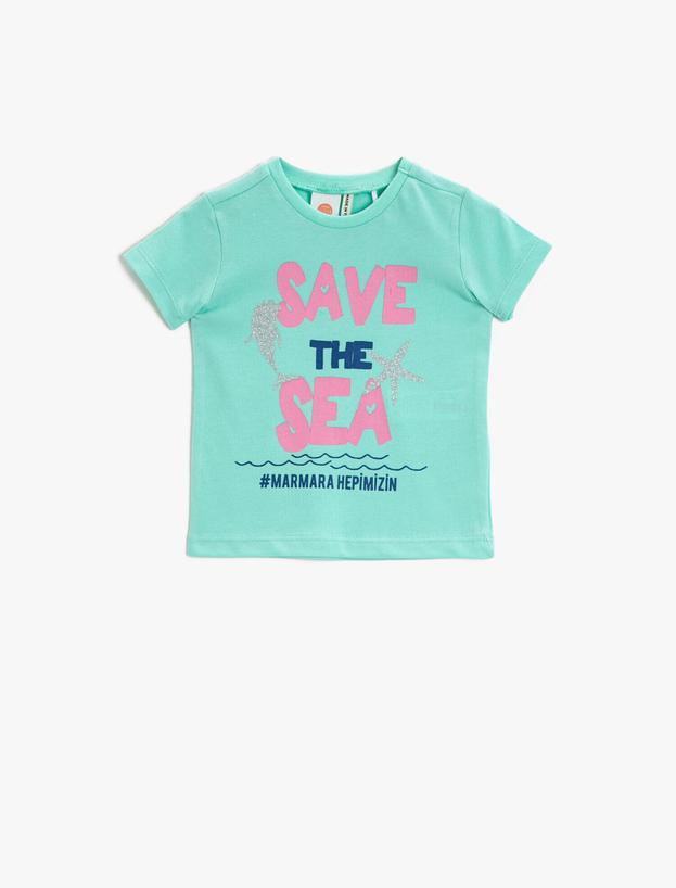 Kız Bebek Sloganlı Tişört Pamuklu