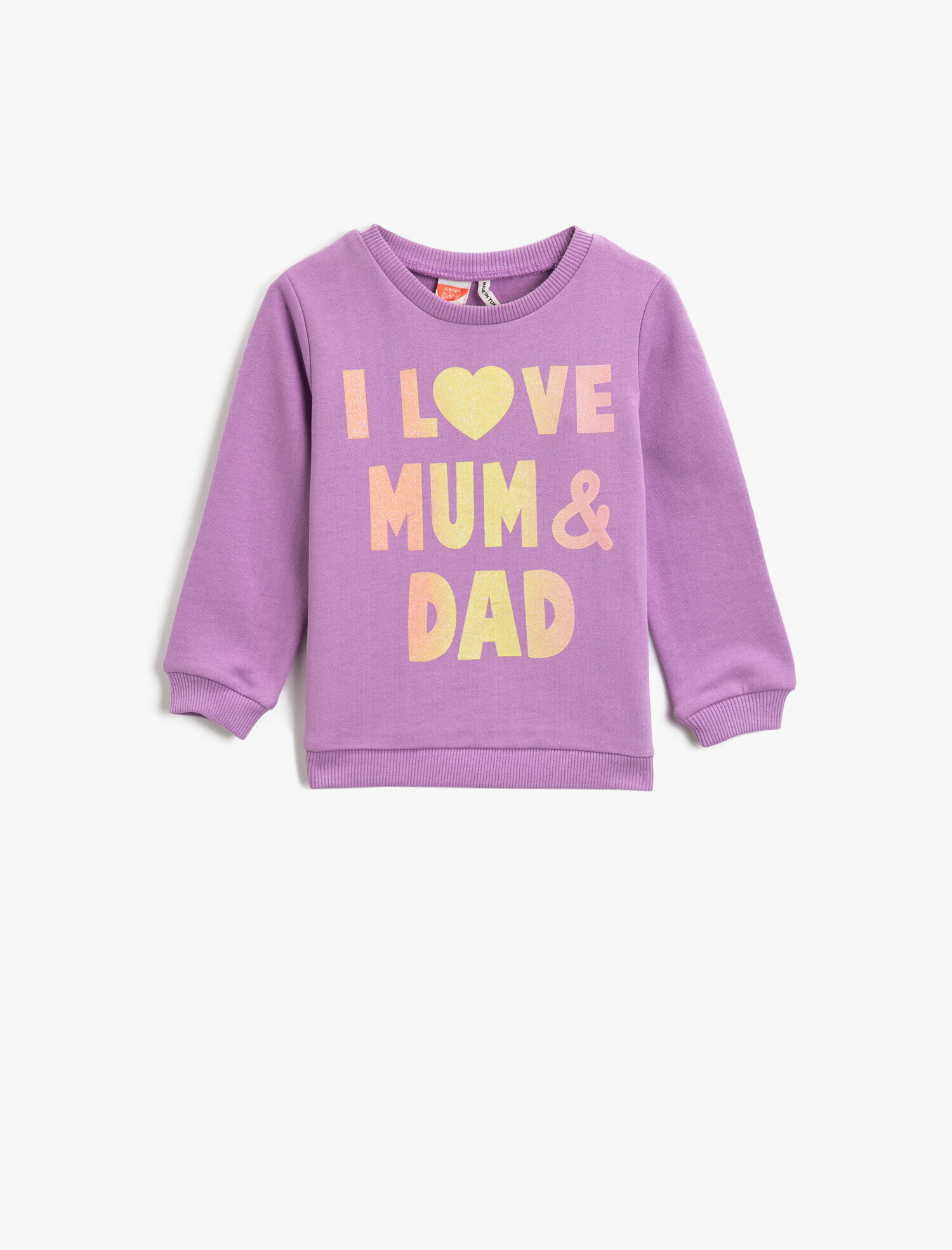  Kız Bebek Yazılı Baskılı Pamuklu Bisiklet Yaka Uzun Kollu Sweatshirt