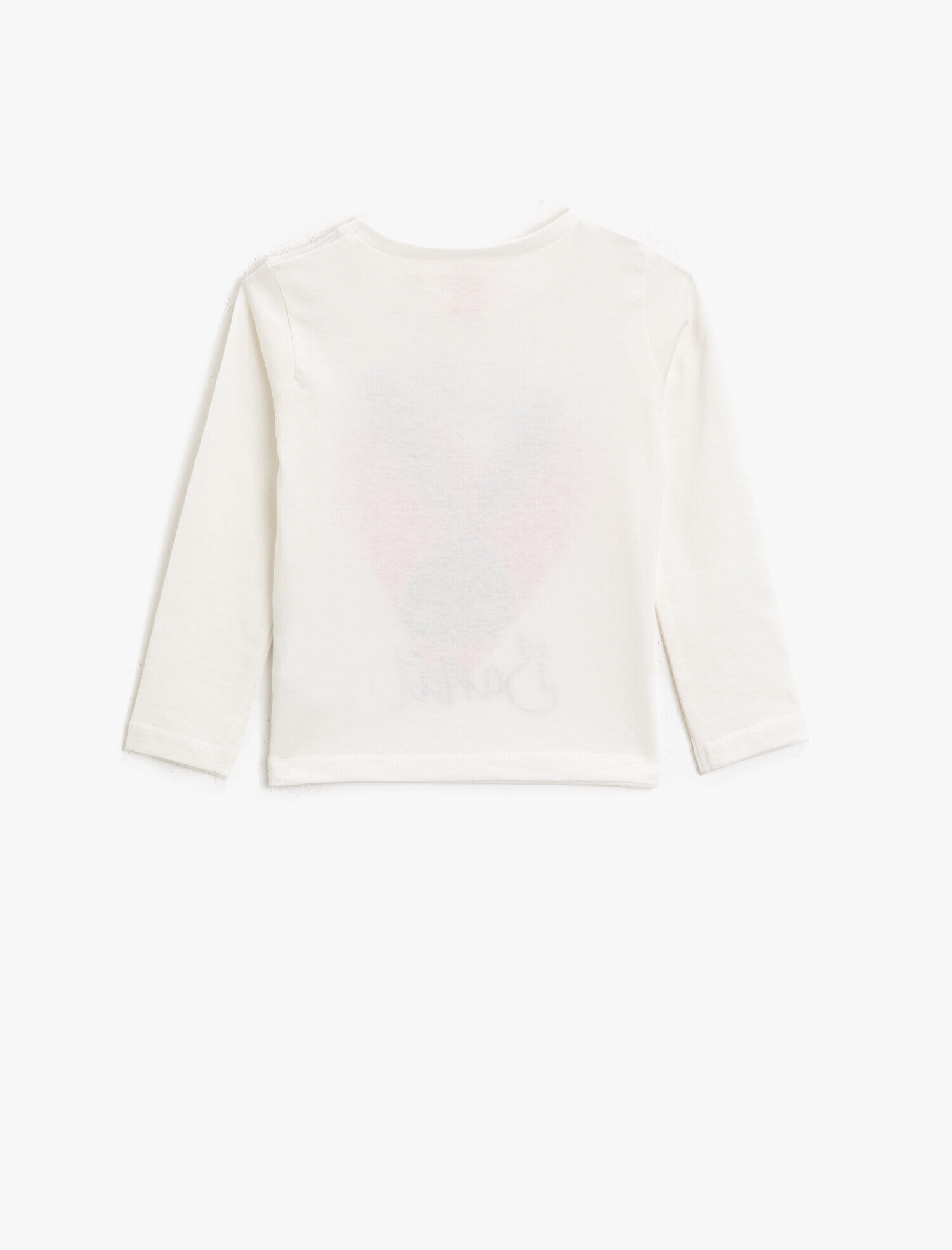  Kız Bebek Pamuklu Simli Baskılı Bisiklet Yaka Uzun Kollu Tişört