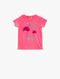 Flamingo Desenli Tişört Sloganlı